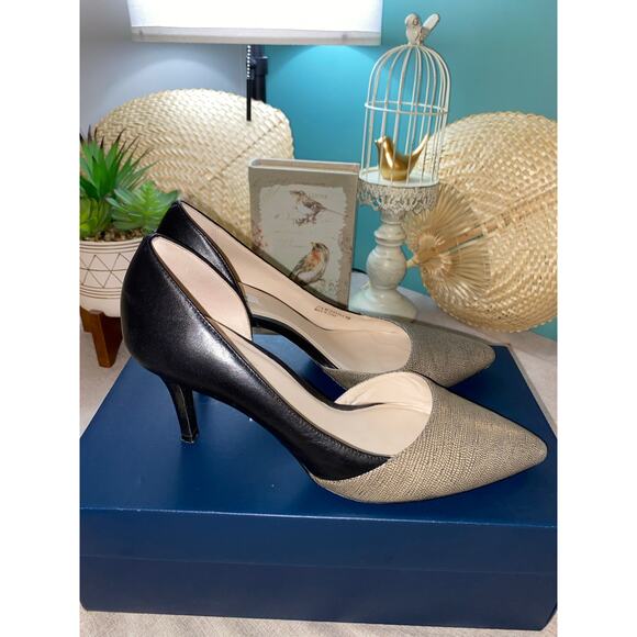 Cole Haan Highland Pump Women’s size 9 B Tan Black Heels with Box GUC - Picture 1 of 12